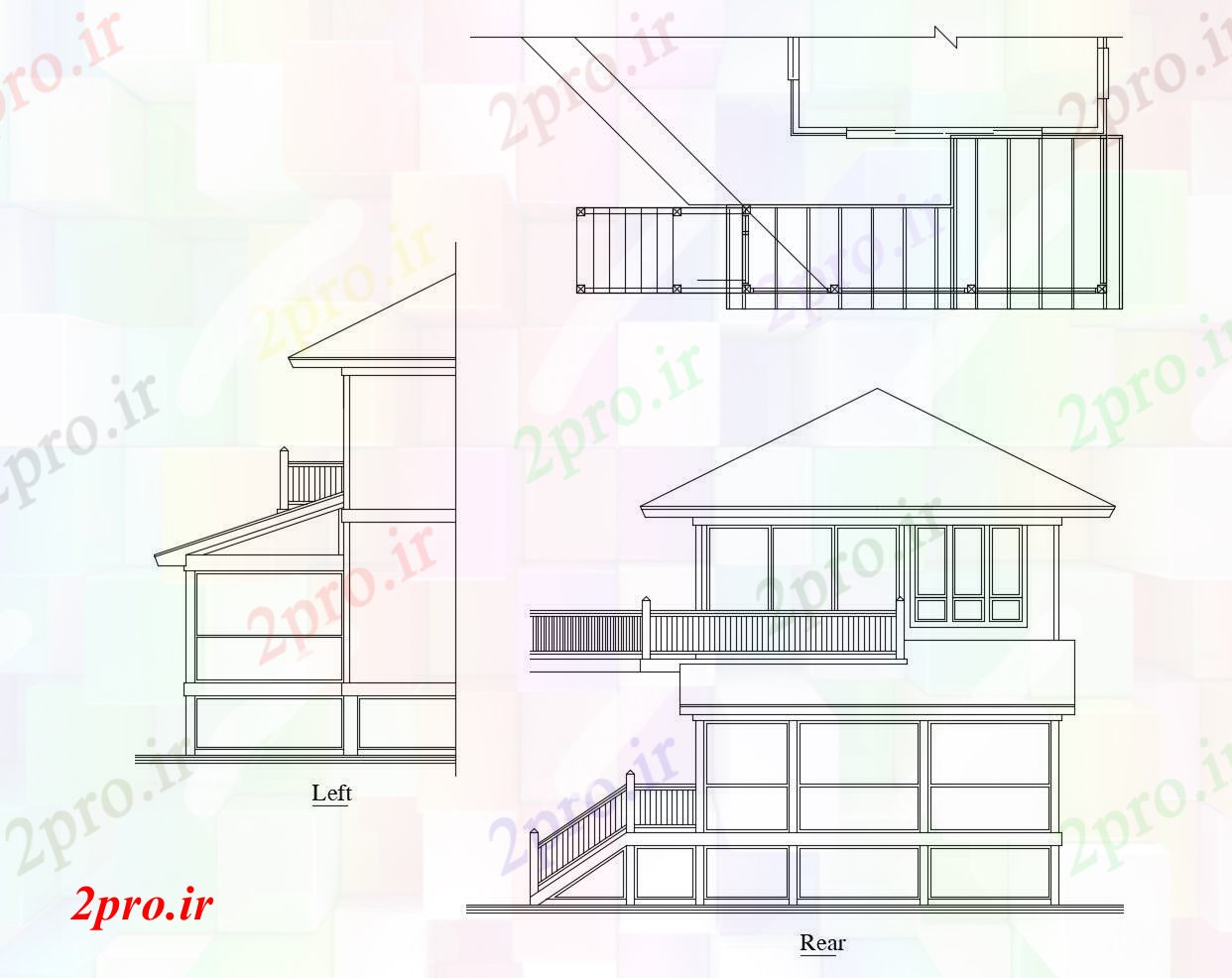 دانلود نقشه مسکونی  ، ویلایی ، آپارتمان  طبقه خانه با نما  (کد87312)