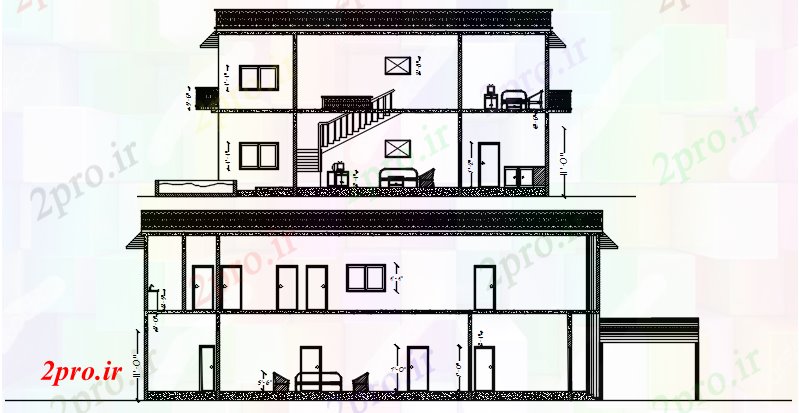 دانلود نقشه مسکونی  ، ویلایی ، آپارتمان  نما بخشی از خانه  (کد87354)