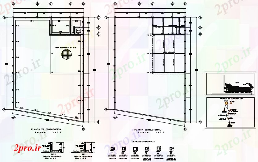 دانلود نقشه ساختمان اداری - تجاری - صنعتی طرحی ساختمان اداری 24 در 36 متر (کد87369)