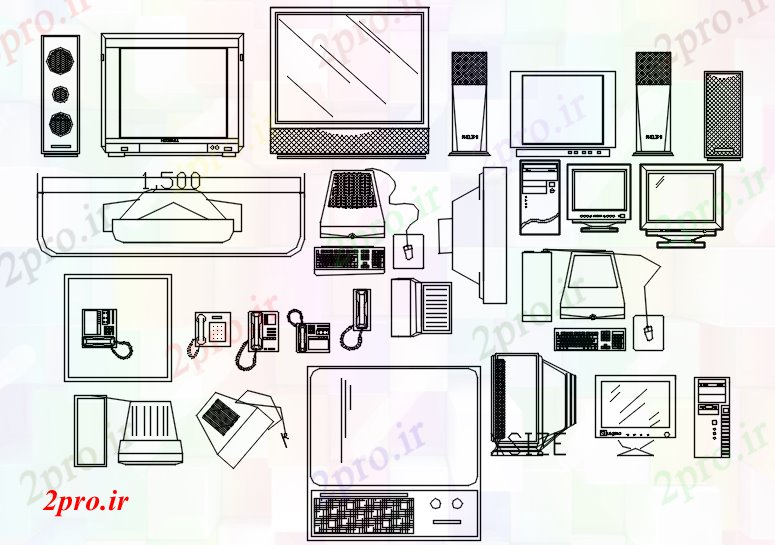 دانلود نقشه بلوک مبلمان بلوک های اتوکد از تلویزیون (کد87375)