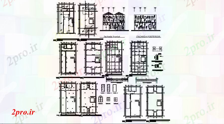 دانلود نقشه مسکونی  ، ویلایی ، آپارتمان  طرحی خانه 1333mtr X 2667mtr با نما (کد87388)