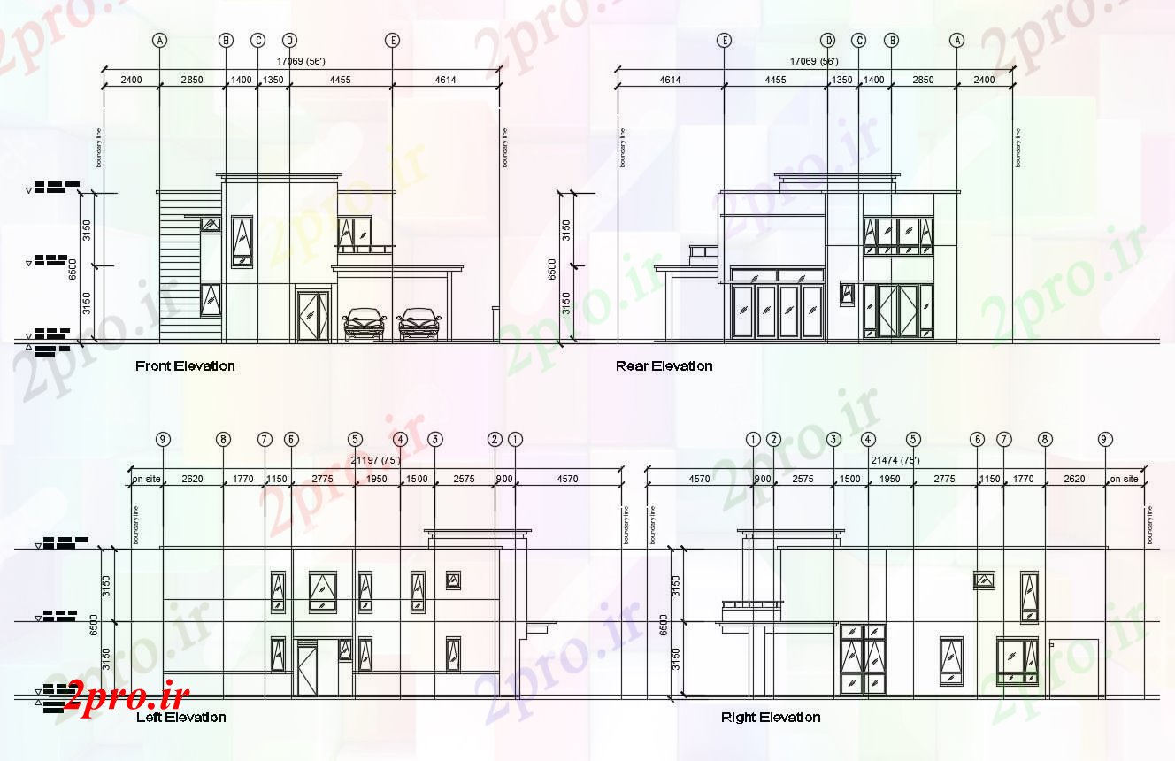 دانلود نقشه مسکونی  ، ویلایی ، آپارتمان    نما خانه مسکونی (کد87397)