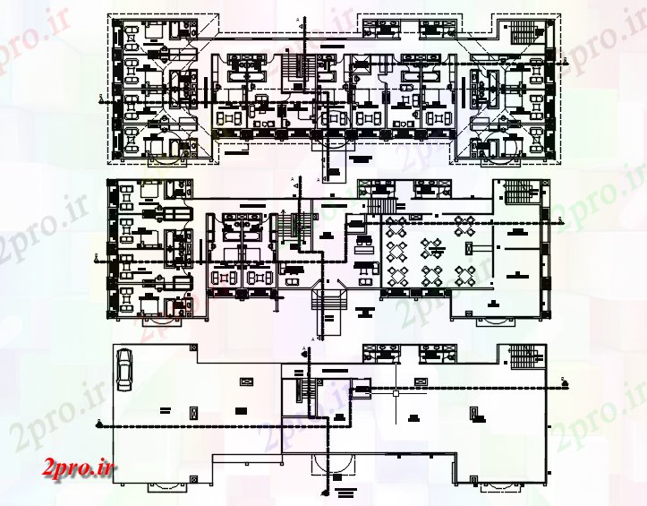 دانلود نقشه مسکونی  ، ویلایی ، آپارتمان  طرحی از آپارتمان   های مسکونی با نما (کد87441)