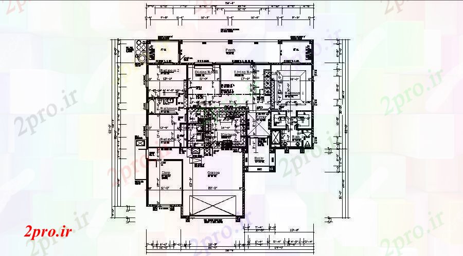 دانلود نقشه خانه های کوچک ، نگهبانی ، سازمانی - ویلایی 58 'X 62' با ابعاد جزئیات (کد87462)