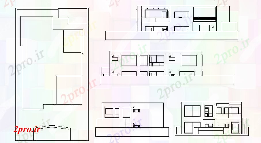 دانلود نقشه مسکونی  ، ویلایی ، آپارتمان  طبقه ساختمان با نما  (کد87481)