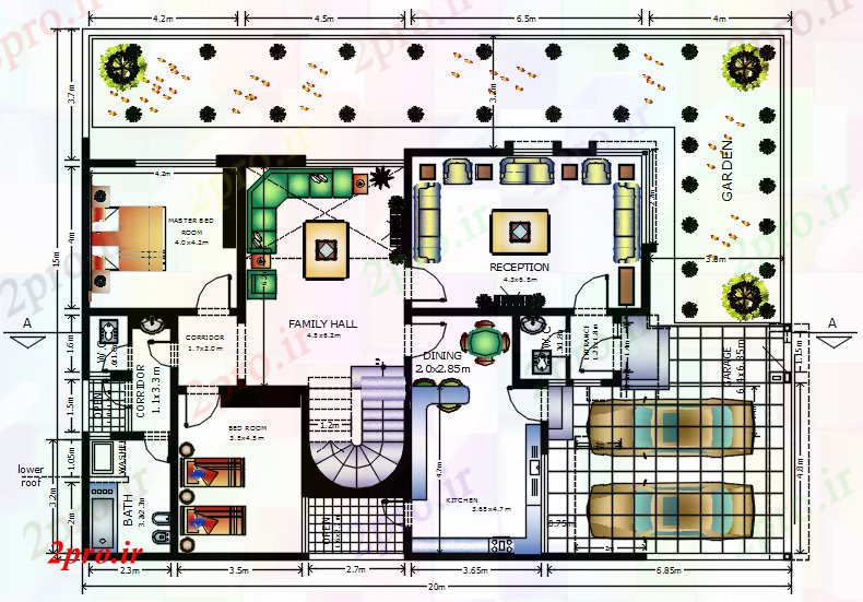 دانلود نقشه مسکونی  ، ویلایی ، آپارتمان    طراحی خانه با مبلمان (کد87562)