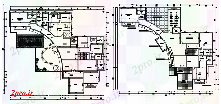 دانلود نقشه مسکونی  ، ویلایی ، آپارتمان  طرحی ساختمان مسکونی 4709mtr X 4526mtr با ابعاد جزئیات (کد87565)