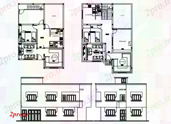 دانلود نقشه مسکونی  ، ویلایی ، آپارتمان  طرحی Architecural از خانه های مسکونی با ابعاد جزئیات (کد87631)