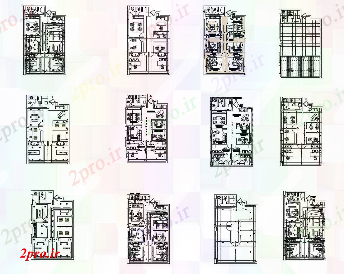 دانلود نقشه ساختمان اداری - تجاری - صنعتی اتوکد دفتر 8 در 12 متر (کد87646)