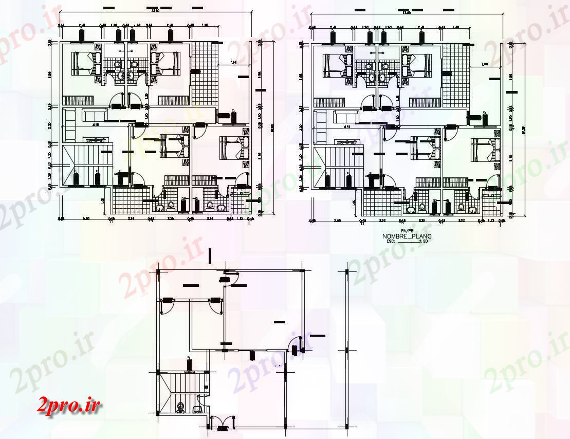 دانلود نقشه مسکونی  ، ویلایی ، آپارتمان  خانه مسکونی  (کد87674)