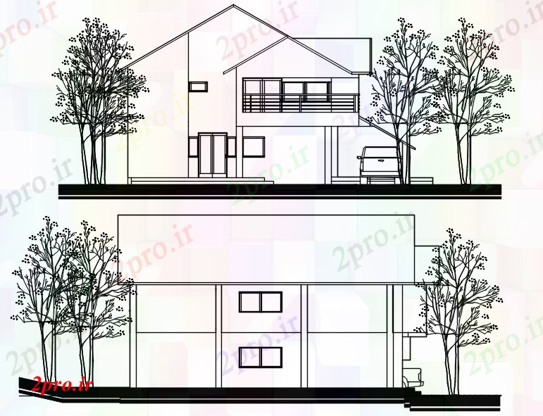 دانلود نقشه مسکونی  ، ویلایی ، آپارتمان   طراحی خانه با جزئیات نما  (کد87686)