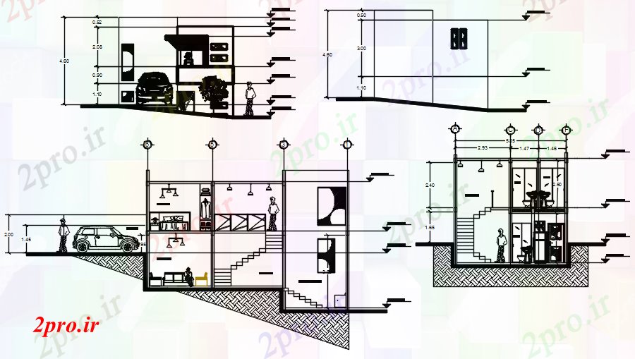 دانلود نقشه مسکونی  ، ویلایی ، آپارتمان   خانه با نما و بخش (کد87692)