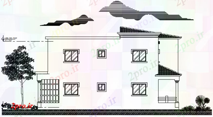 دانلود نقشه مسکونی  ، ویلایی ، آپارتمان   طراحی خانه با جزئیات نما (کد87711)