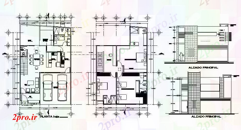 دانلود نقشه مسکونی  ، ویلایی ، آپارتمان   خانه های مسکونی با جزئیات مبلمان  (کد87714)