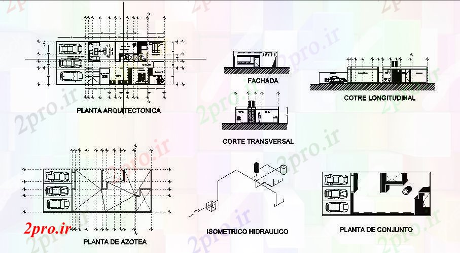 دانلود نقشه مسکونی  ، ویلایی ، آپارتمان  طراحی از یک خانه با بخش و نما (کد87731)