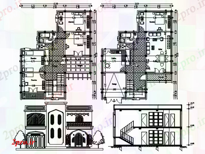 دانلود نقشه مسکونی  ، ویلایی ، آپارتمان  طرحی خانه 1200mtr X 1500mtr با ابعاد جزئیات (کد87735)