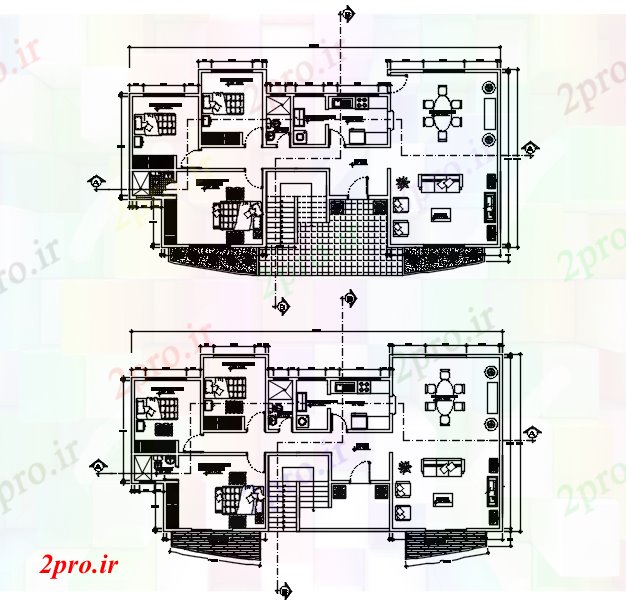 دانلود نقشه مسکونی  ، ویلایی ، آپارتمان  طراحی خانه با مبلمان  (کد87758)