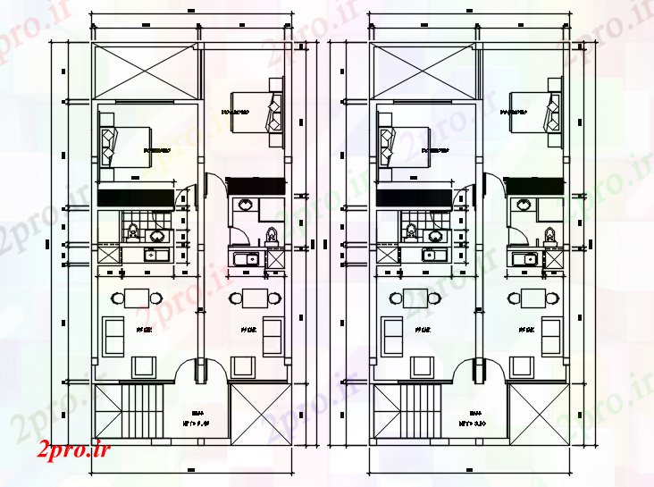 دانلود نقشه مسکونی  ، ویلایی ، آپارتمان   اتوکد خانه مسکونی 1500mtr 745mtr را با اطلاعات مبلمان (کد87770)