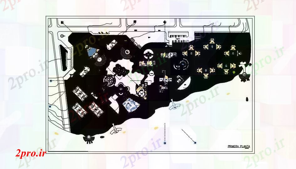 دانلود نقشه هتل - رستوران - اقامتگاه طرحی سایت از منطقه مسکونی 320 در 500 متر (کد87802)