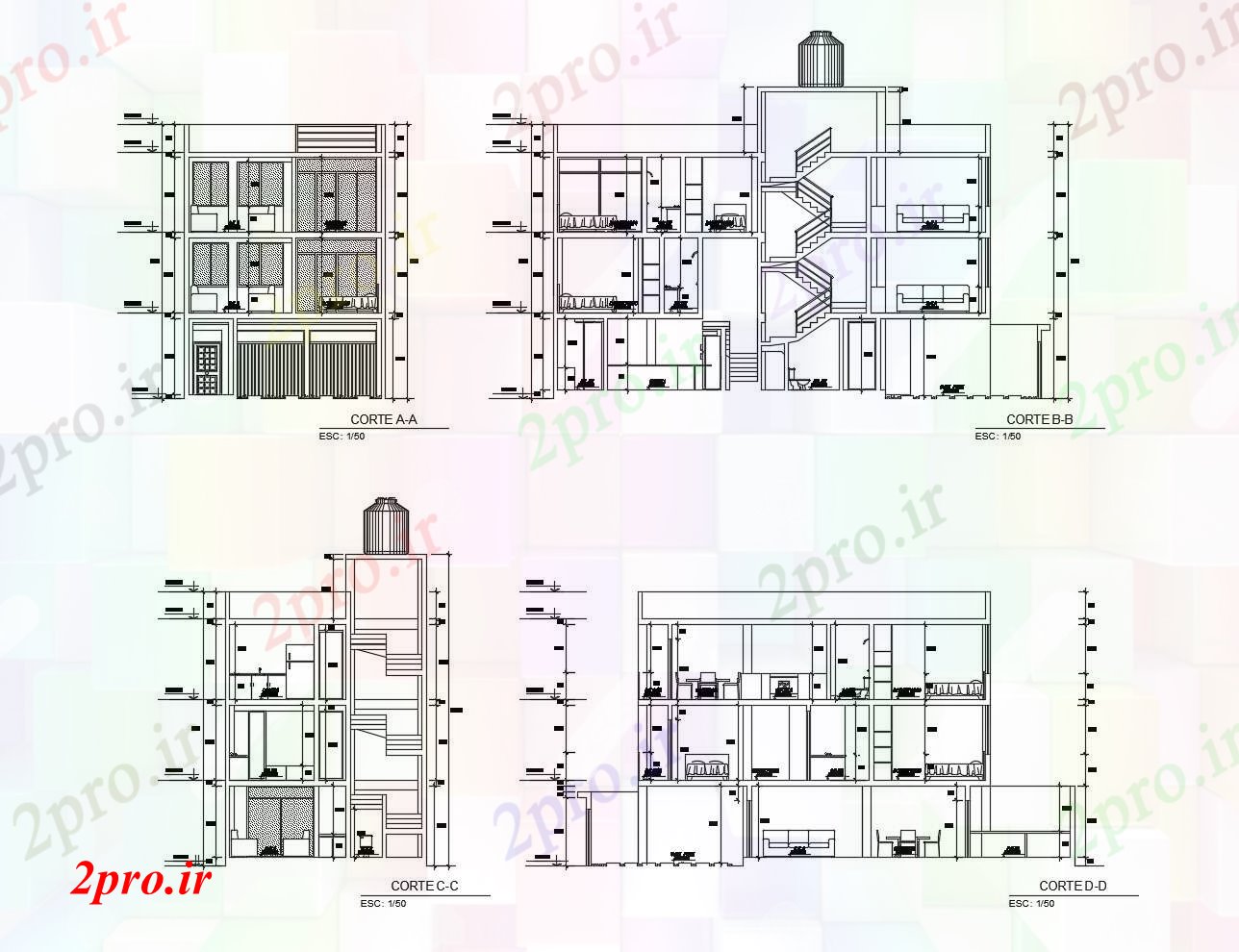 دانلود نقشه مسکونی  ، ویلایی ، آپارتمان   یک آپارتمان   مسکونی  (کد87837)