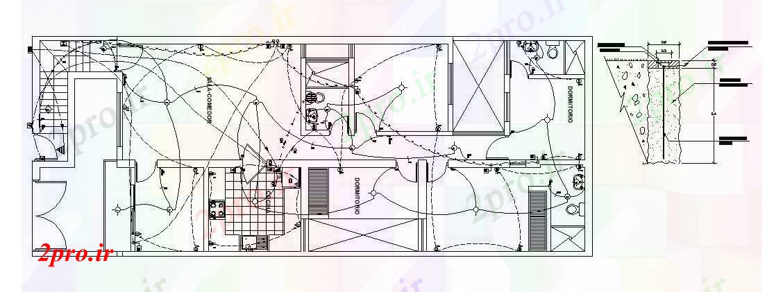 دانلود نقشه  خانه مسکونی ، ویلاخانه سیم کشی طرح (کد87874)