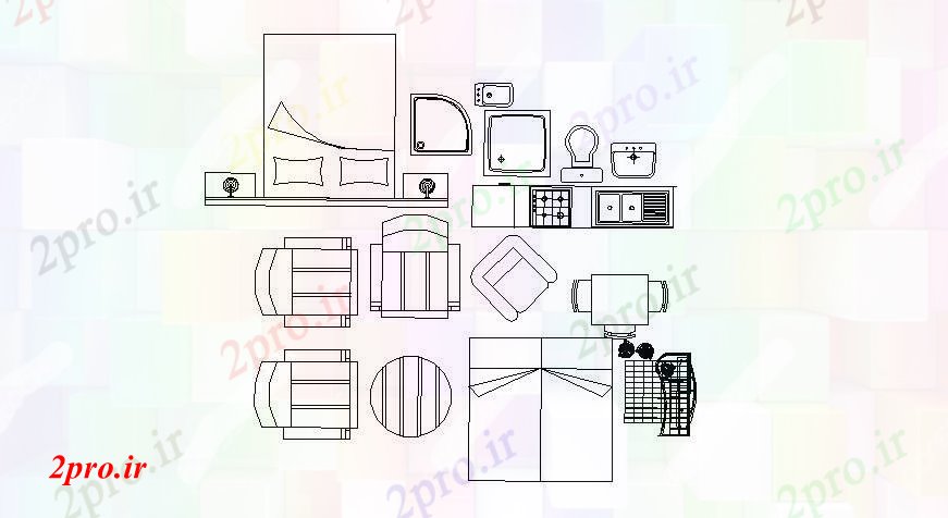 دانلود نقشه بلوک مبلمان مبلمان طرح (کد87877)