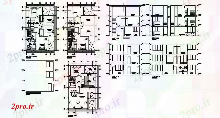 دانلود نقشه مسکونی  ، ویلایی ، آپارتمان  طراحی آپارتمان   با جزئیات بخش (کد87904)