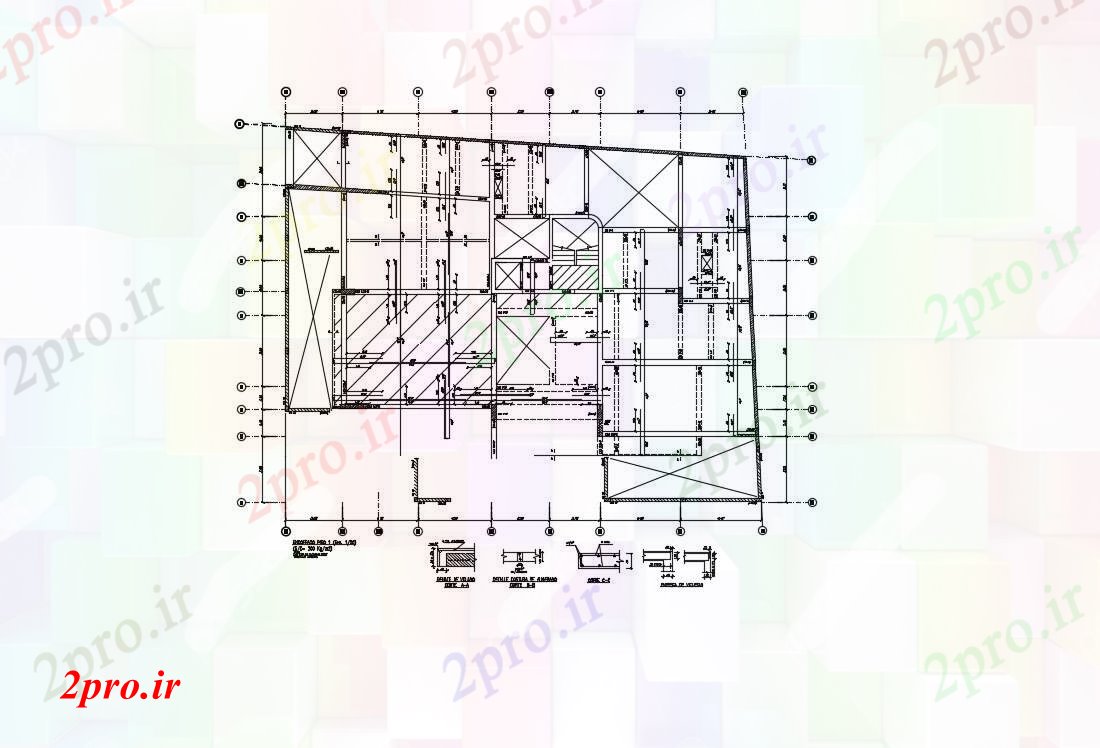 دانلود نقشه پلان مقطعی طرحی مجتمع مسکونی طبقه (کد87927)