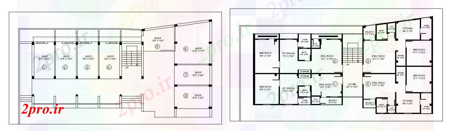 دانلود نقشه مسکونی  ، ویلایی ، آپارتمان  آپارتمان ساده طرح (کد87938)