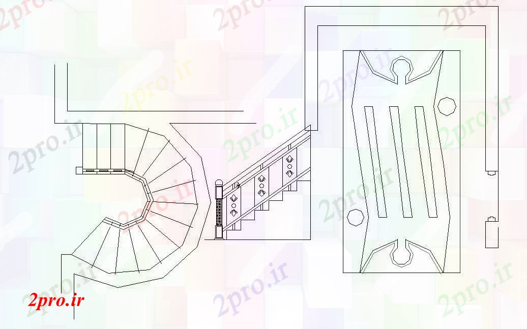 دانلود نقشه طراحی داخلی اسپیرال راه پله (کد87953)