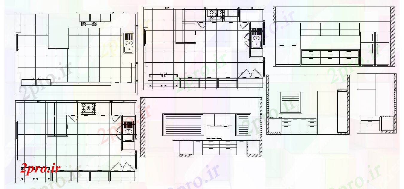 دانلود نقشه آشپزخانه طرحی مدرن آشپزخانه طبقه (کد87969)