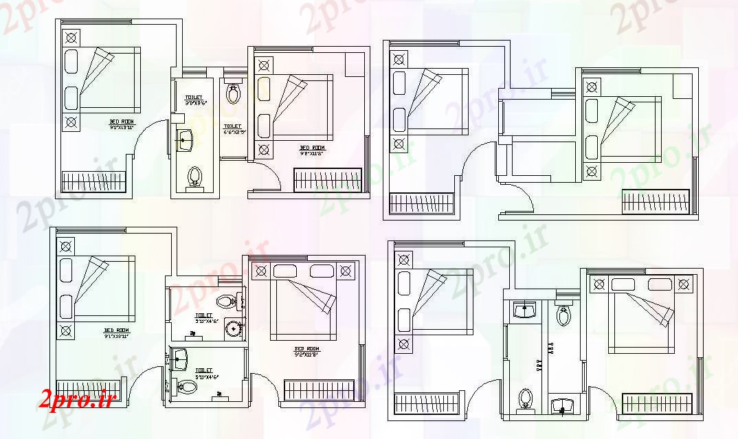 دانلود نقشه اتاق خواب مستر دار اتاق خواب اد طراحی (کد87971)
