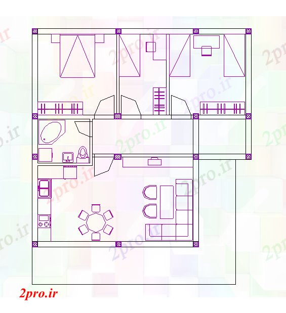 دانلود نقشه  خانه مسکونی ، ویلاطرحی طبقه خانواده خانه (کد87997)