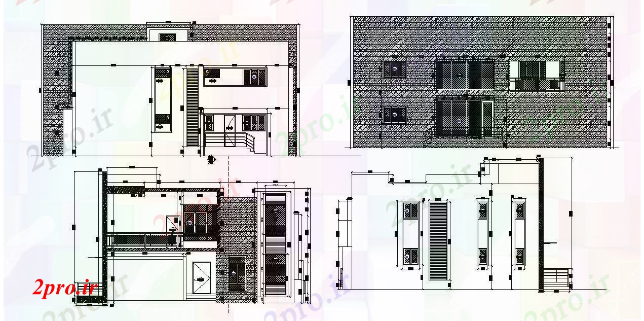 دانلود نقشه مسکونی  ، ویلایی ، آپارتمان  نماات بخشی از خانه (کد88025)