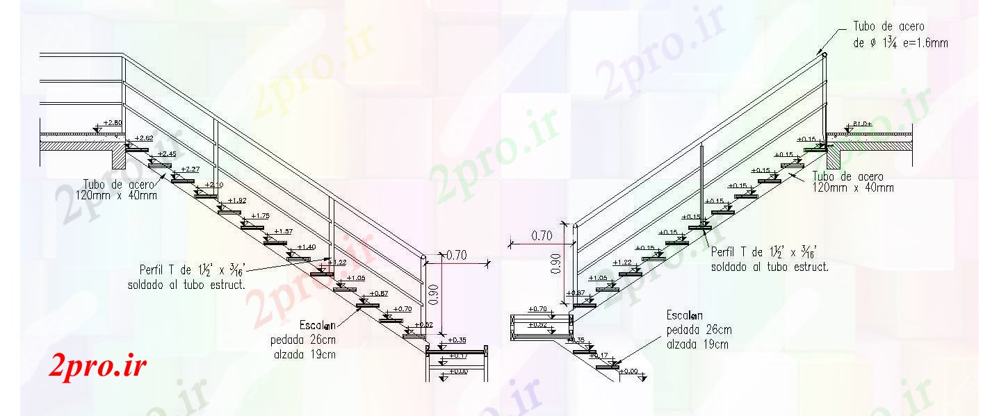 دانلود نقشه جزئیات داخلی نما از راه پله (کد88032)