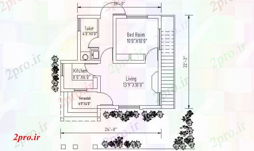 دانلود نقشه مسکونی  ، ویلایی ، آپارتمان  طرحی طبقه از طرحی خانه با ابعاد جزئیات (کد88046)