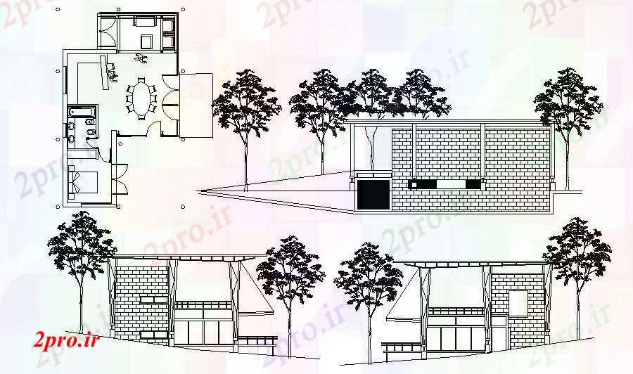 دانلود نقشه مسکونی  ، ویلایی ، آپارتمان  خانه مسکونی با نما  (کد88056)