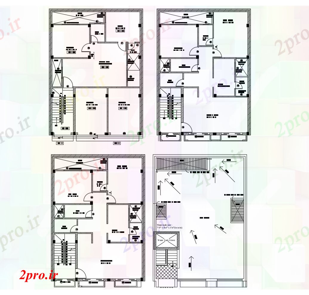 دانلود نقشه مسکونی  ، ویلایی ، آپارتمان   طرحی خانه با ابعاد جزئیات (کد88064)