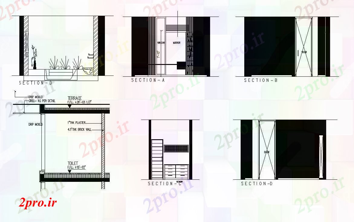 دانلود نقشه مسکونی  ، ویلایی ، آپارتمان   نما مسکونی (کد88079)