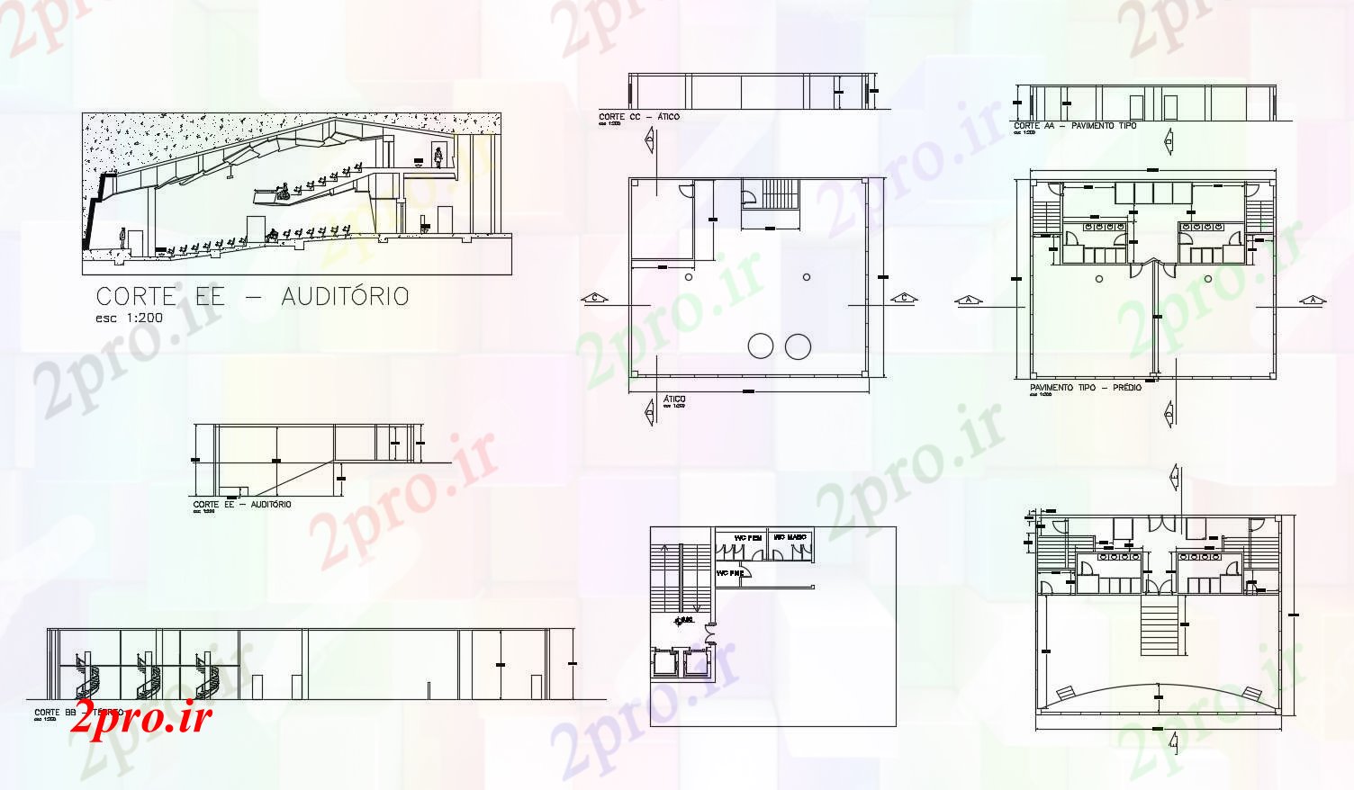 دانلود نقشه ساختمان اداری - تجاری - صنعتی نماات ساختمان تجاری 26 در 35 متر (کد88081)