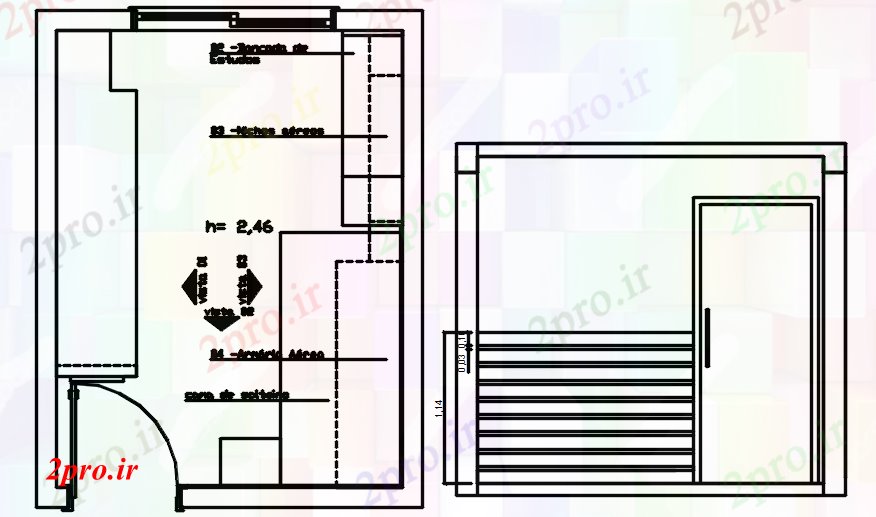 دانلود نقشه اتاق خواب مستر دار از طرحی اتاق خواب اد 3 در 4 متر (کد88092)