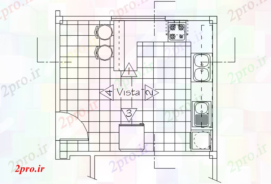 دانلود نقشه آشپزخانه طرحی آشپزخانه (کد88097)