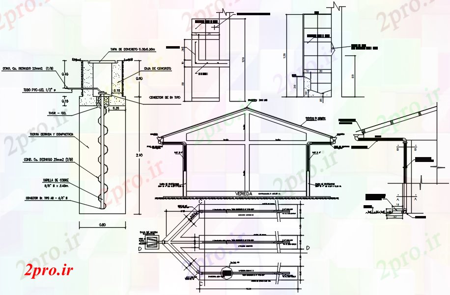 دانلود نقشه جزئیات ساخت و ساز جزئیات ساخت و ساز سقف (کد88104)