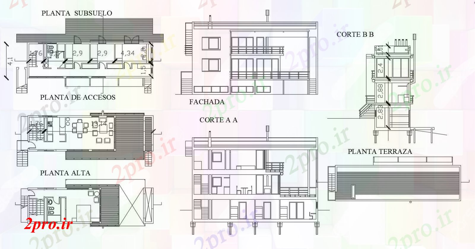 دانلود نقشه خانه های کوچک ، نگهبانی ، سازمانی -   از خانههای ویلایی مسکونی (کد88130)