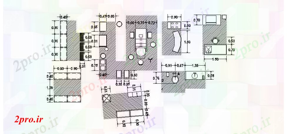 دانلود نقشه بلوک مبلمان بلوک های اتوکد مبلمان اداری (کد88131)