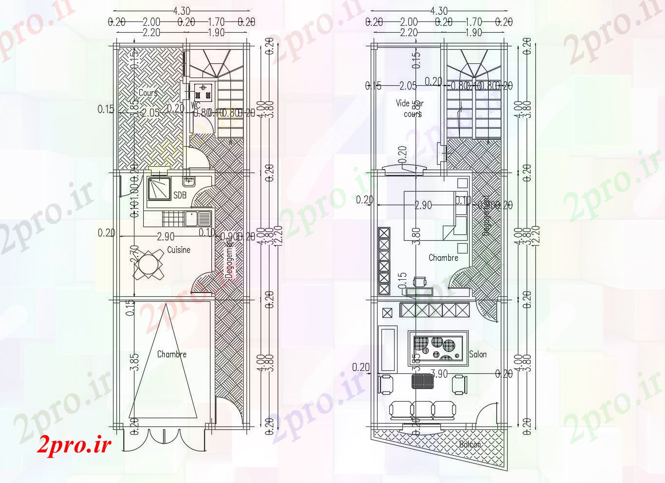 دانلود نقشه مسکونی  ، ویلایی ، آپارتمان  خانه طراحی 430mtr X 1220mtr با ابعاد جزئیات (کد88153)