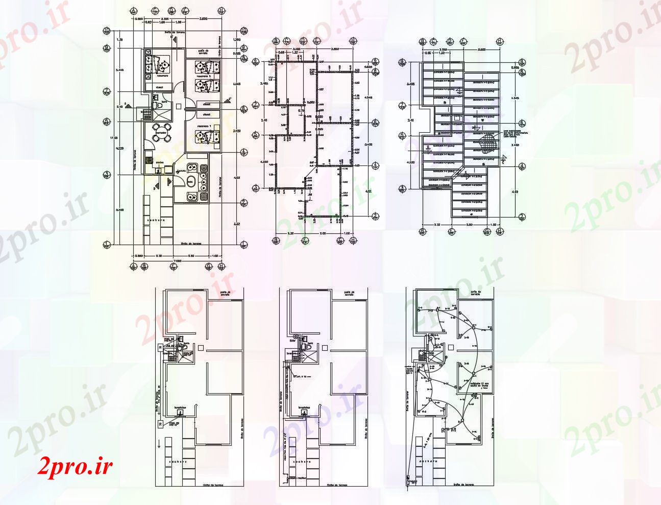 دانلود نقشه مسکونی  ، ویلایی ، آپارتمان  طرحی خانه تک خانواده 700mtr X 1700mtr با ابعاد جزئیات (کد88155)