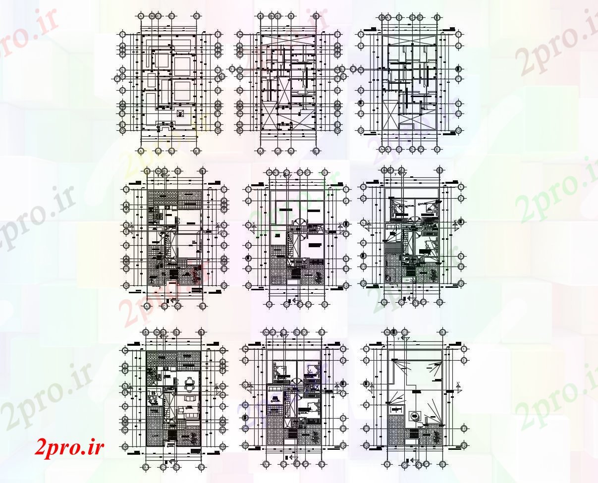 دانلود نقشه مسکونی  ، ویلایی ، آپارتمان  طراحی معماری از خانه با مبلمان (کد88164)