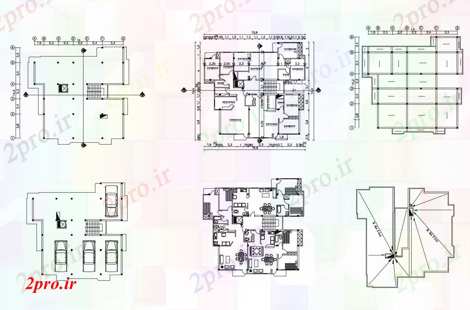 دانلود نقشه مسکونی  ، ویلایی ، آپارتمان  طراحی خانه با مبلمان (کد88198)