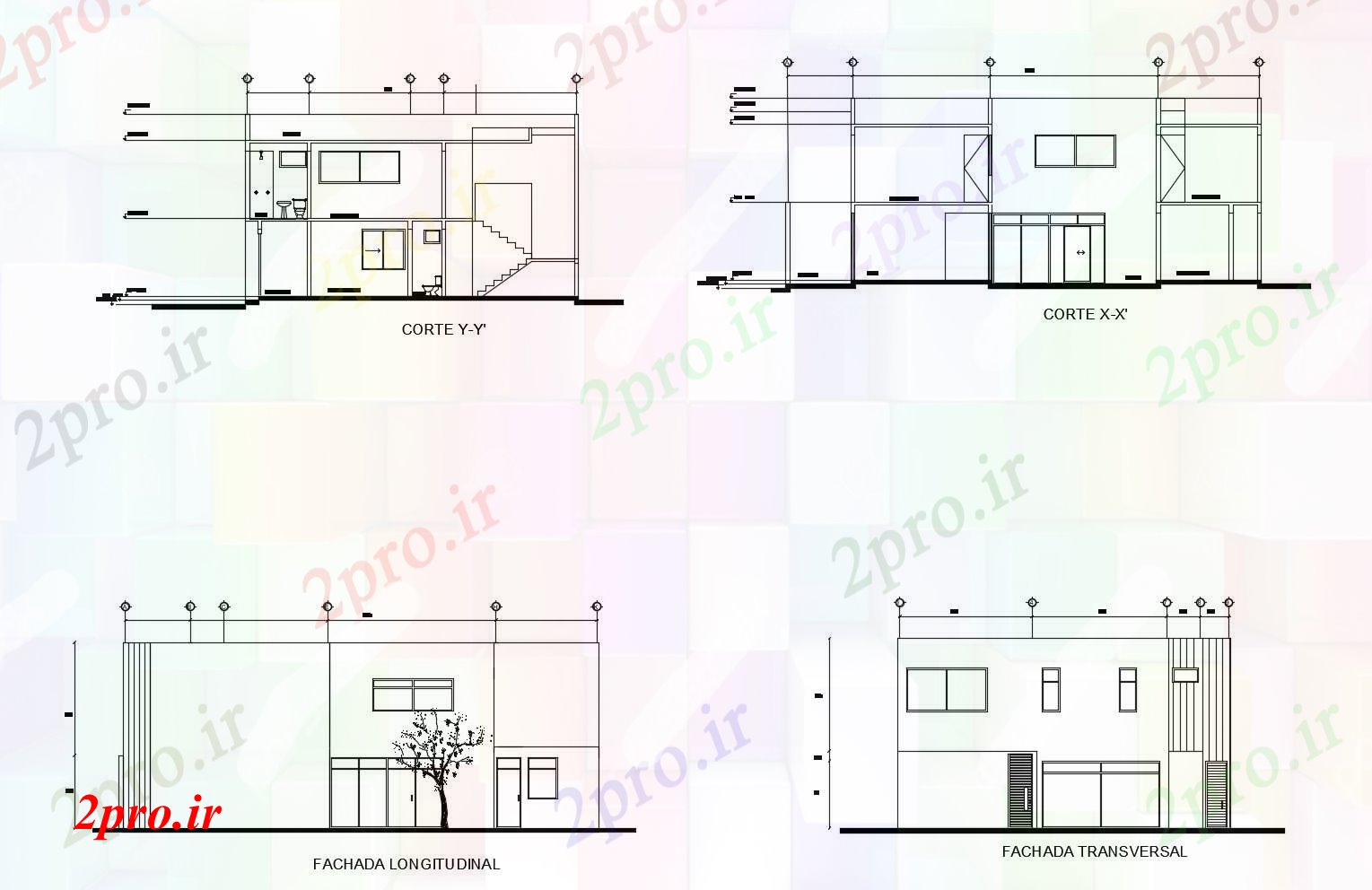 دانلود نقشه مسکونی  ، ویلایی ، آپارتمان   خانه 2 طبقه با نما و بخش (کد88209)